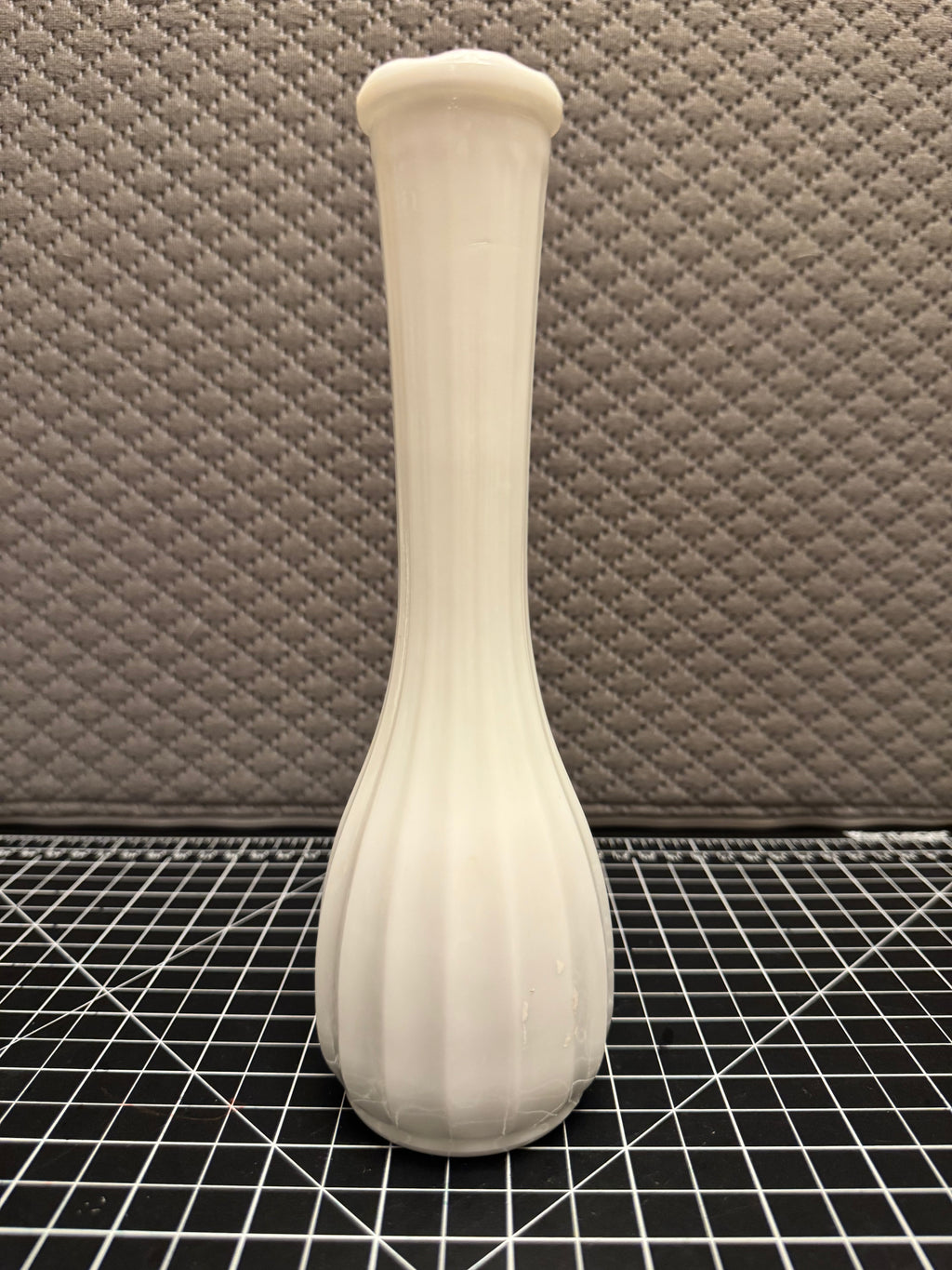 Vintage CLC Co Milk Glass Bud Vase Ribbed White Tall Farmhouse Decor