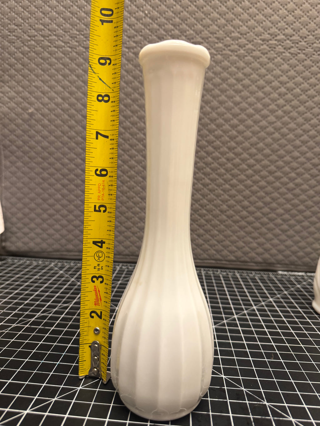 Vintage CLC Co Milk Glass Bud Vase Ribbed White Tall Farmhouse Decor