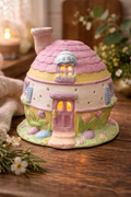 Vintage Easter Egg House Tealight Holder Pastel Cottage Fairy Garden Decor