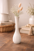 Vintage CLC Co Milk Glass Bud Vase Ribbed White Tall Farmhouse Decor