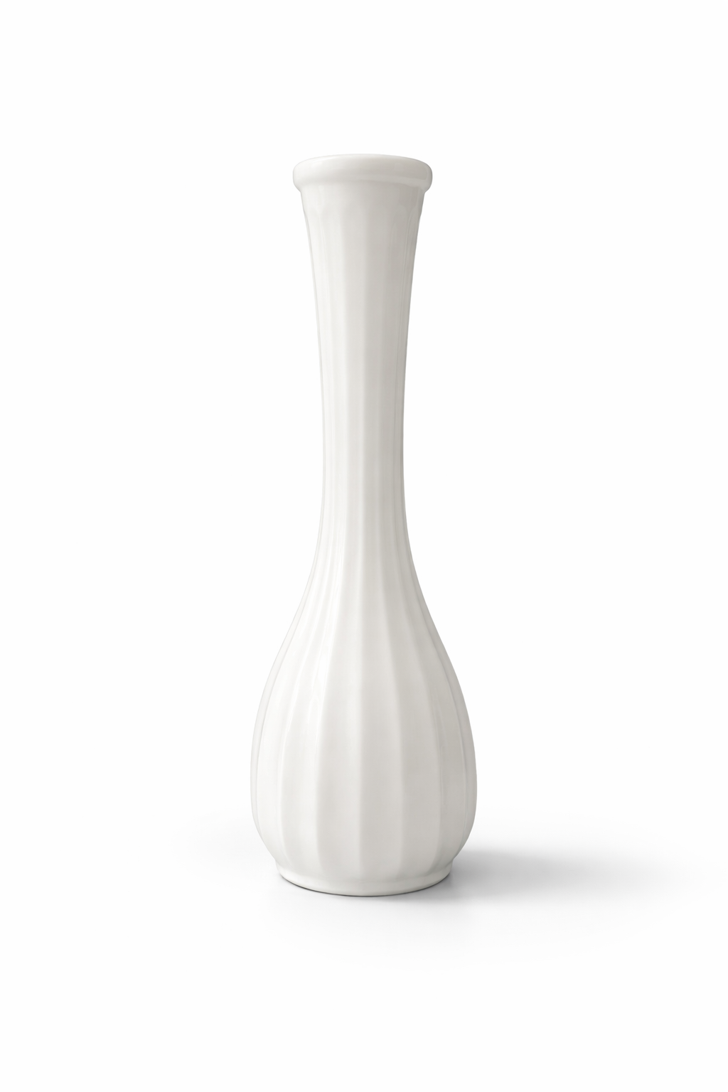 Vintage CLC Co Milk Glass Bud Vase Ribbed White Tall Farmhouse Decor