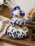 Blue White Ceramic Gourd Potpourri Holder Floral Farmhouse Decor Rustic Vase Scent Holder